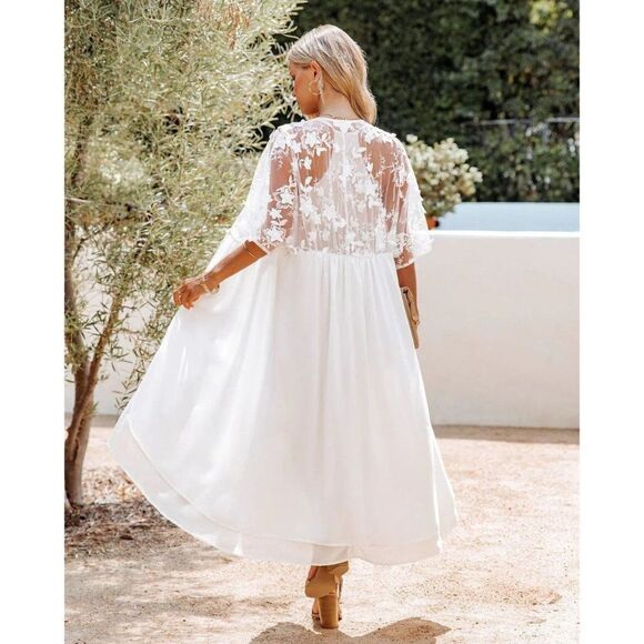 aeom Orna Embroidered Applique Duster White Small NWT - Picture 3 of 9